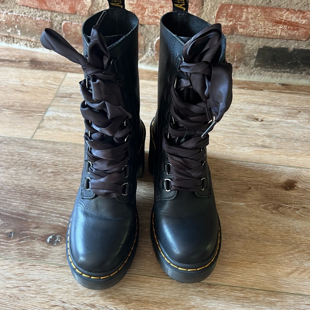 Dr. Martens Black Lace Up Boots with flared heel